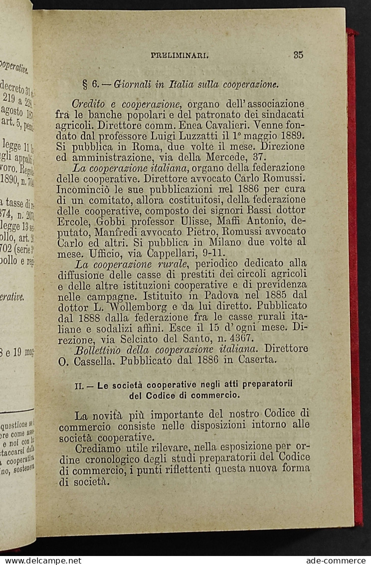 Codice Delle Società Cooperative - L. Rodino - Ed. Barbera - 1903 - Society, Politics & Economy