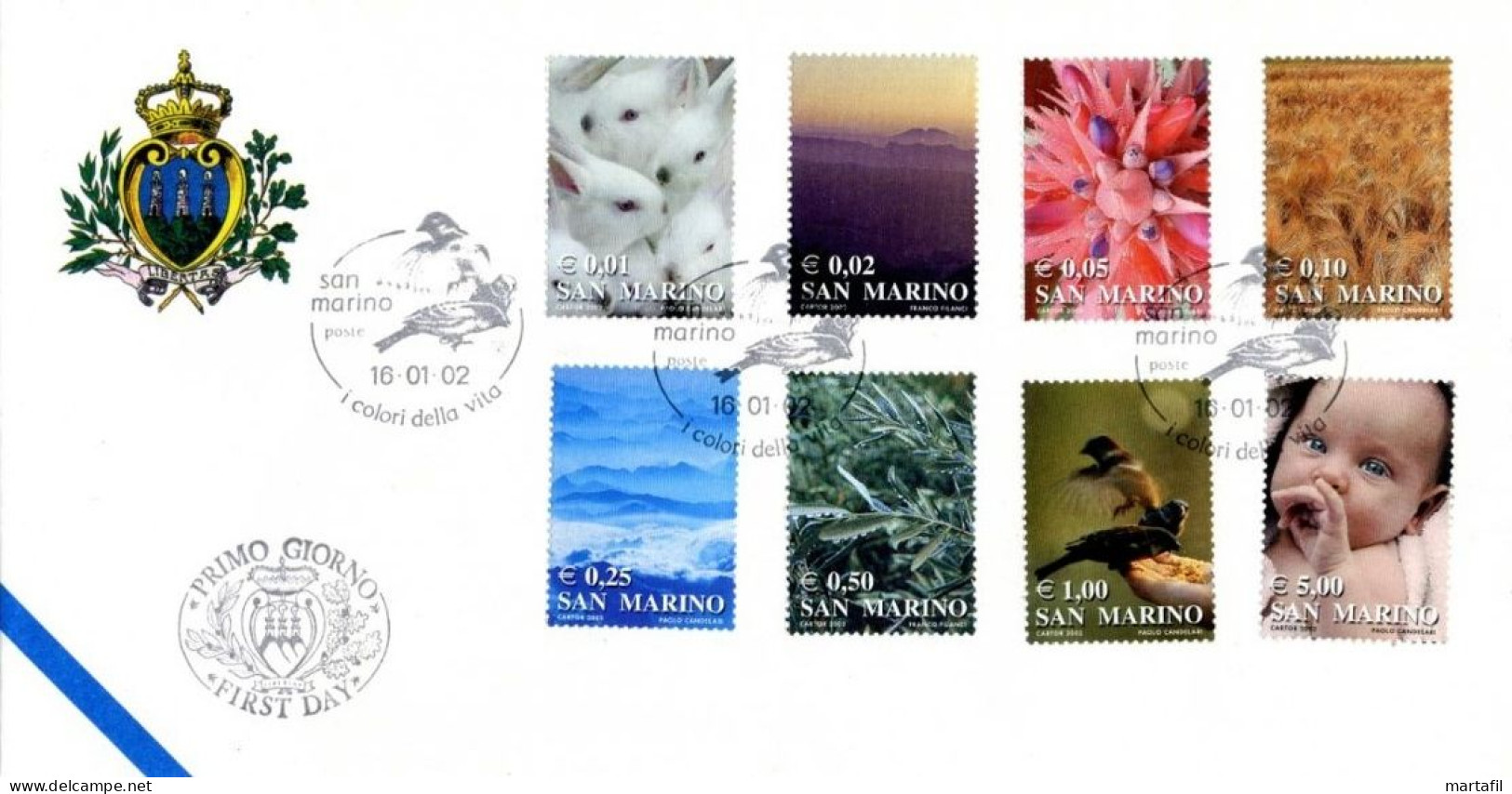 2002 SAN MARINO FDC, I Colori Della Vita - FDC