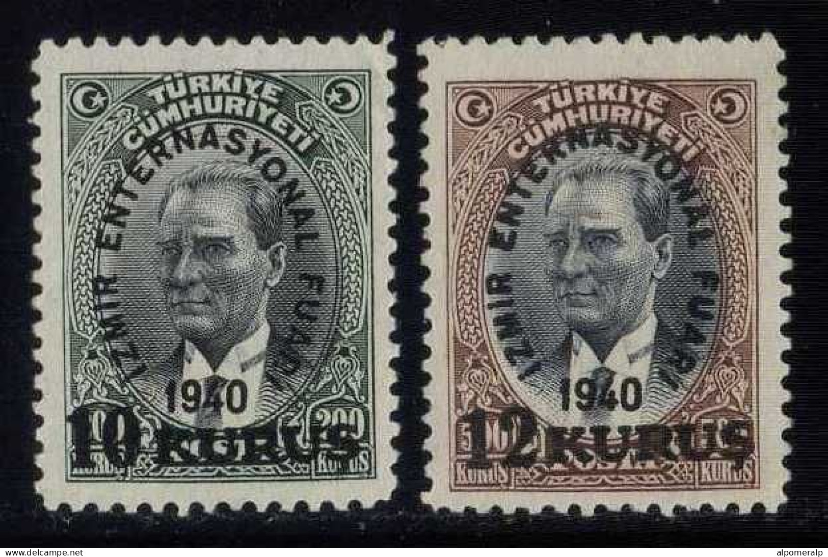 Türkiye 1940 Mi 1084 &1085 [No Gum] Izmir International Fair - Gebraucht