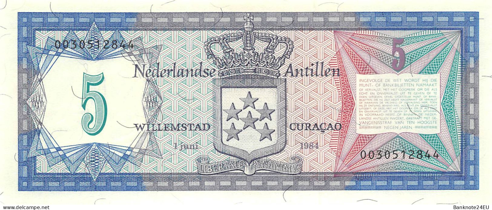 Netherlands Antilles 5 Gulden 1984 Unc Pn 15b - Antillas Neerlandesas (...-1986)