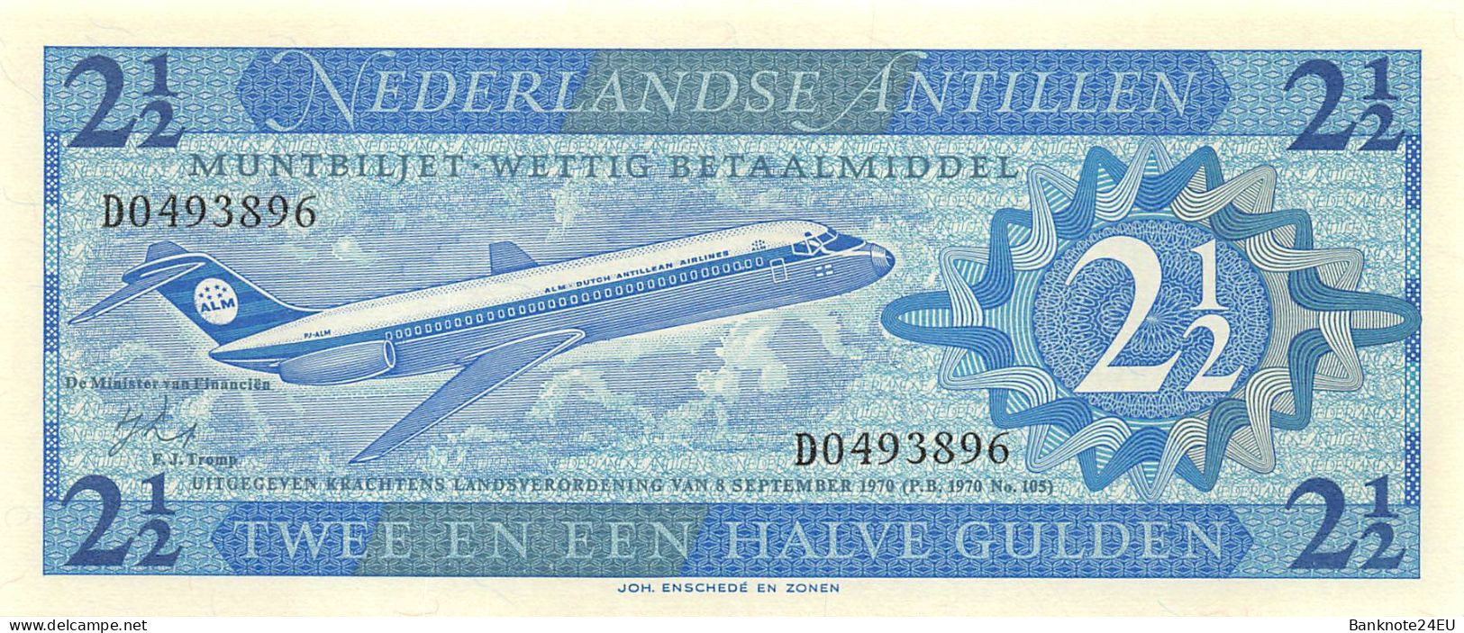 Netherlands Antilles 5 Gulden 1970 Unc Pn 21a - Netherlands Antilles (...-1986)