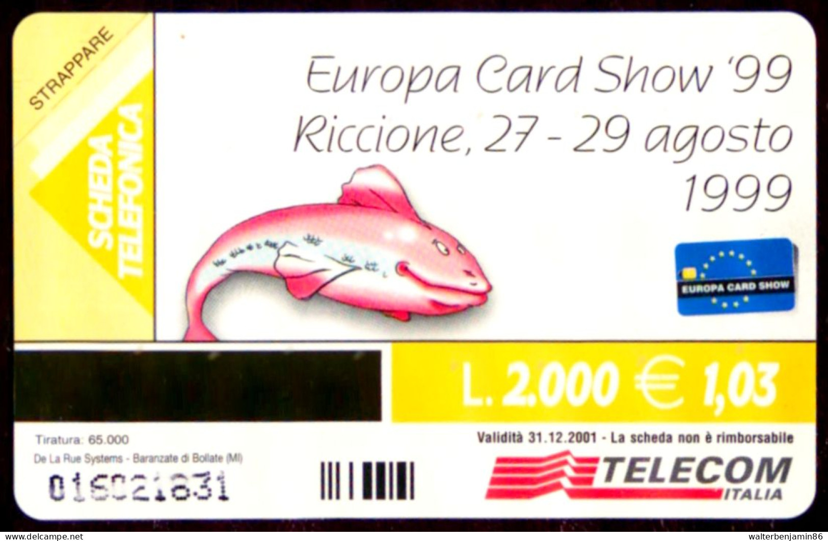 G 1046 C&C 3145 SCHEDA TELEFONICA NUOVA RICCIONE 99 PESCE 2^A QUALITA' OCR - Errori & Varietà