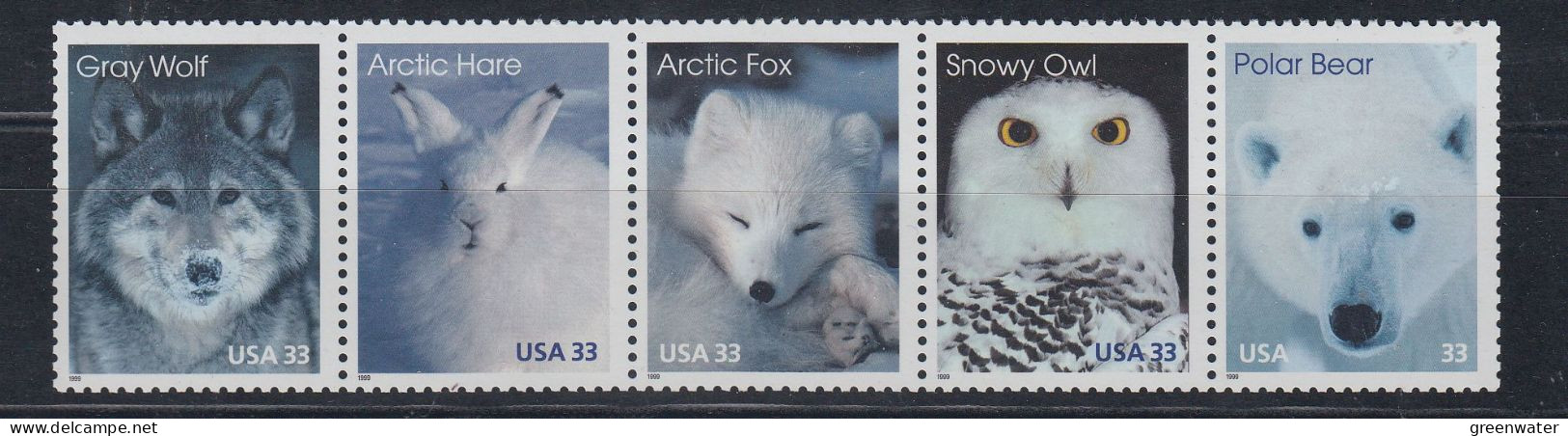 USA 1999 Arctic Animals Strip Of 5v ** Mnh (58585) - Arctic Tierwelt