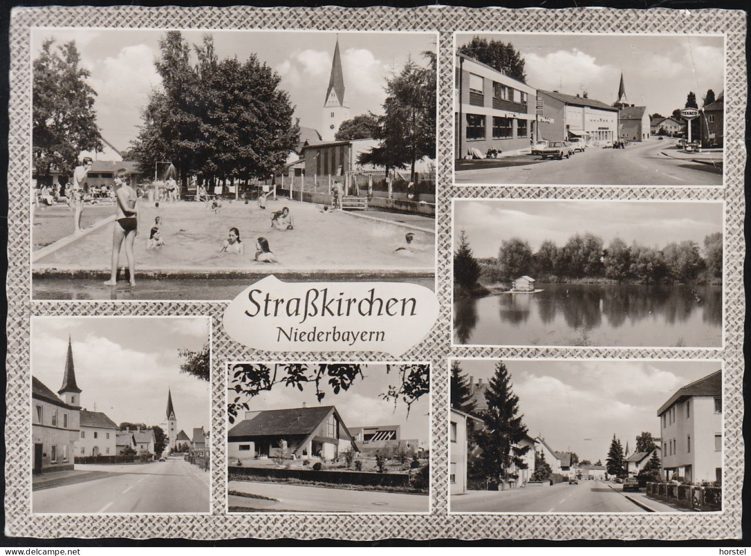 D-94342 Straßkirchen - Niederbayern - Alte Ansichten - Freibad - Schwimmbad - TEXACO Tankstelle - Nice Stamp - Straubing
