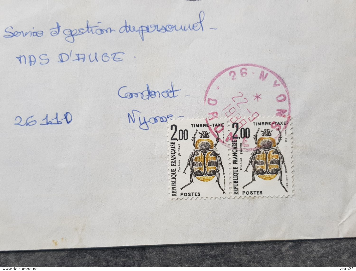 1985 Lettre Taxé 4 Frs Oblitération Rouge - 1960-.... Gebraucht