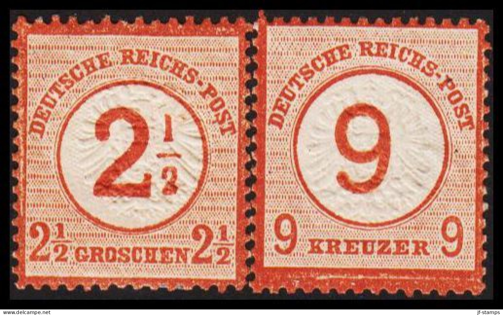 1874. DEUTSCHE REICHS-POST. Großem Brustschild. 2½ And 9 GROSCHEN Both Hinged With Thin Spo... (Michel 29-30) - JF530626 - Ongebruikt