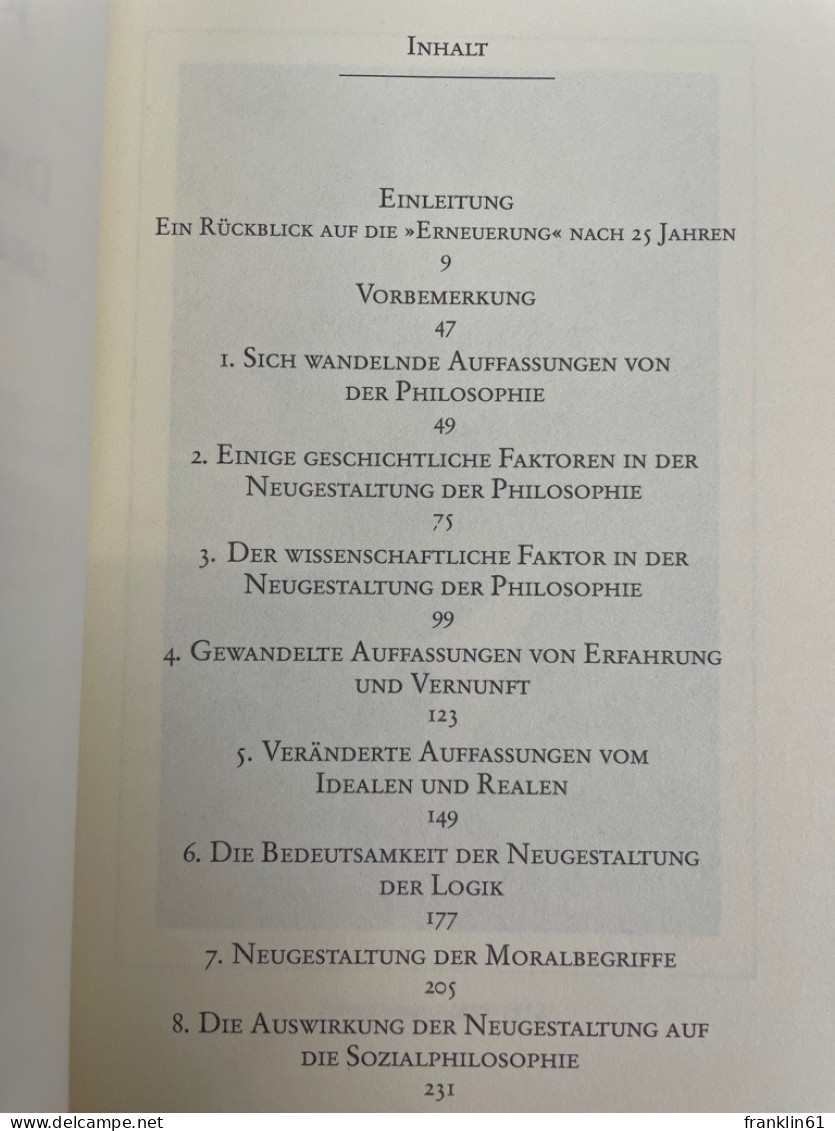 Die Erneuerung Der Philosophie. - Philosophie