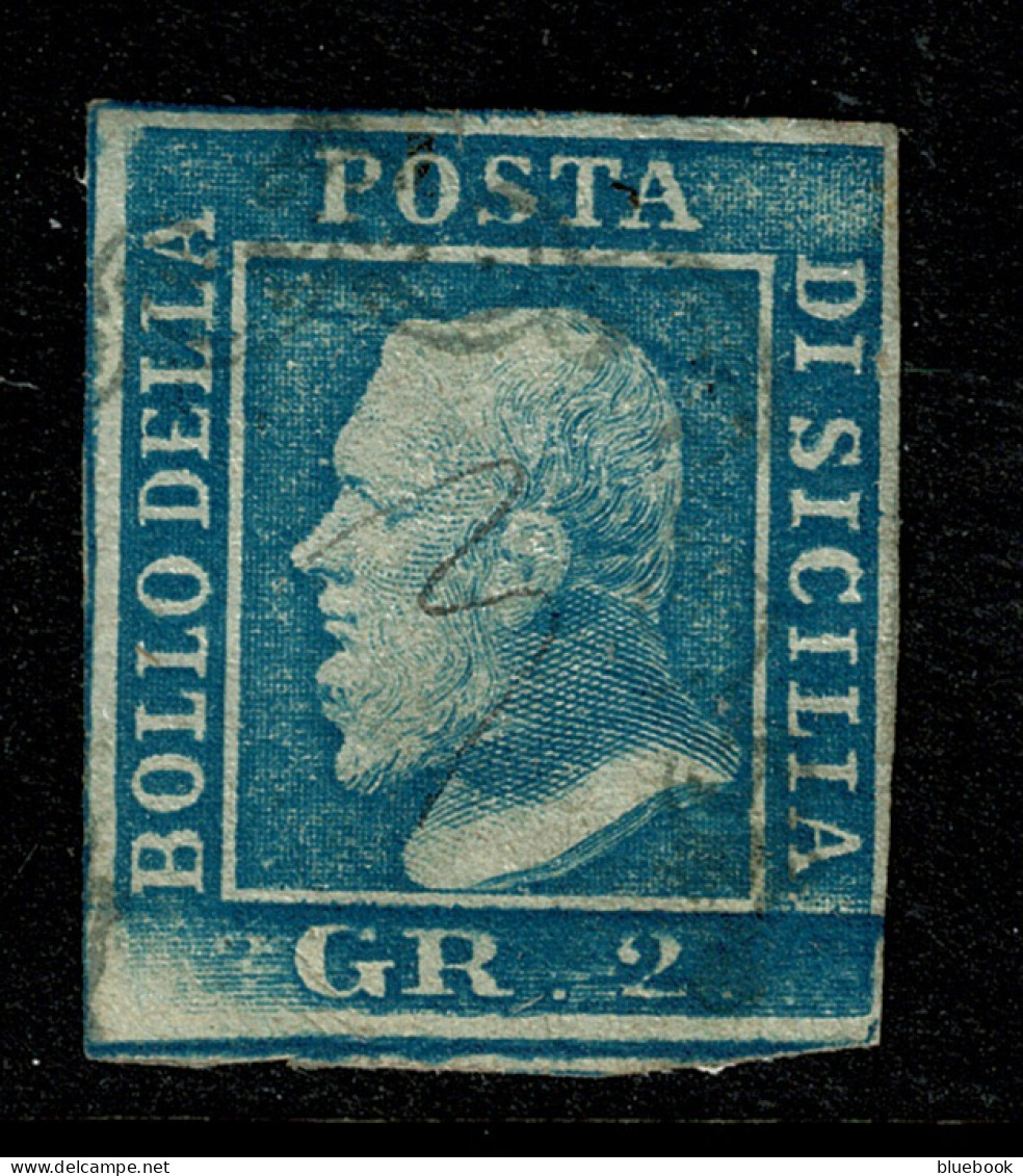 Ref 1601 - Sicily Italy - 1859 Used 2gr Blue - SG 3 Cat £180+ - Sicilië