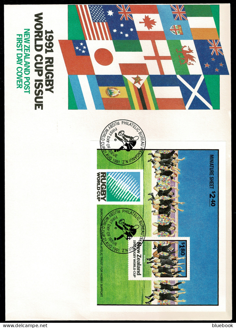 Ref 1601 - New Zealand 1991 Rugby World Cup Miniature Sheet FDC - FDC