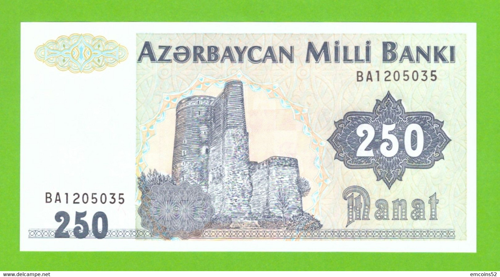 AZERBAIJAN 250 MANAT 1992  P-13b UNC - Azerbeidzjan