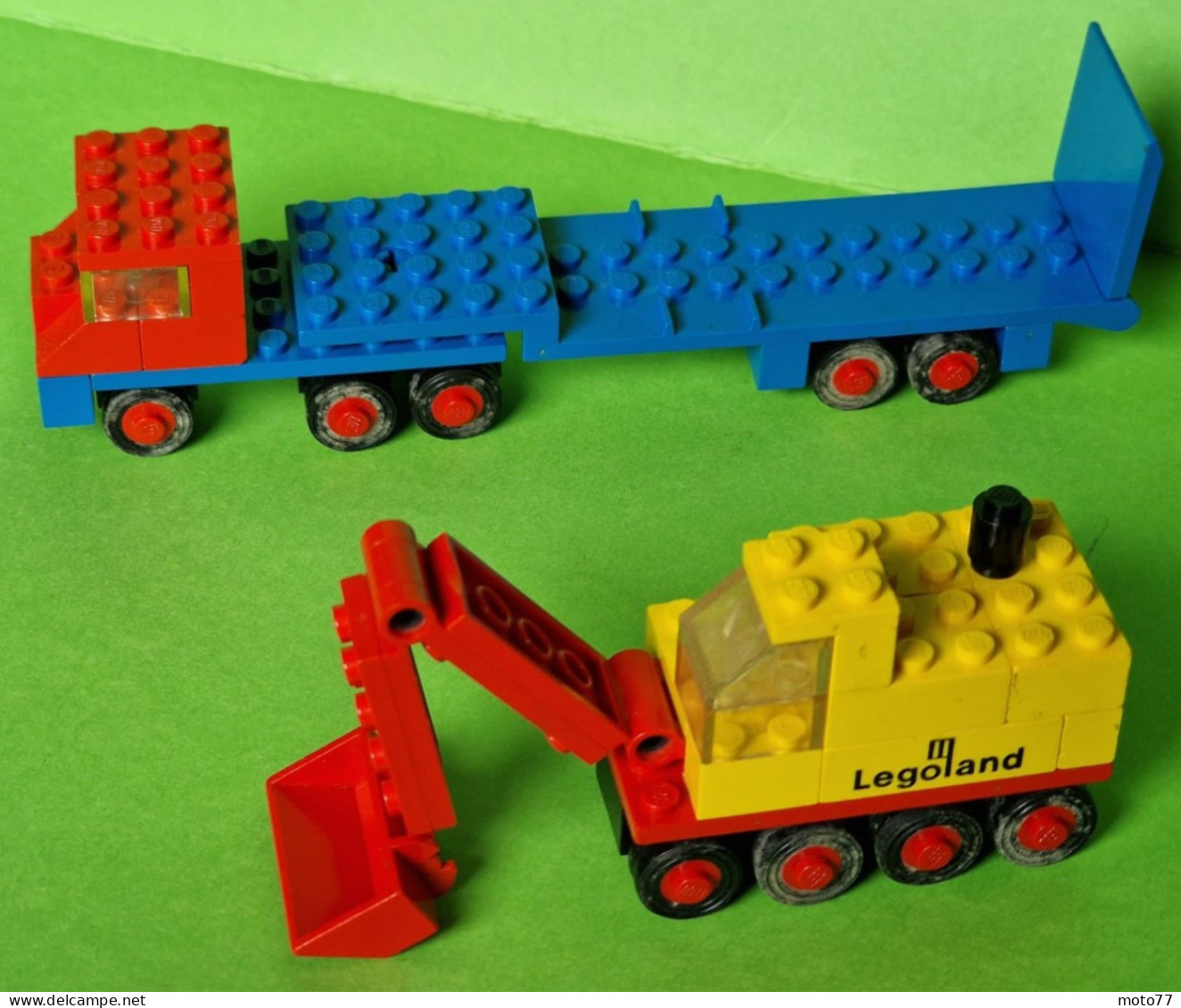 Lot Ancien Jeux De Construction LEGO 681 - CAMION PLATEAU-REMORQUE Et PELLETEUSE - Document De Montage - Vers 1970 - Lego System