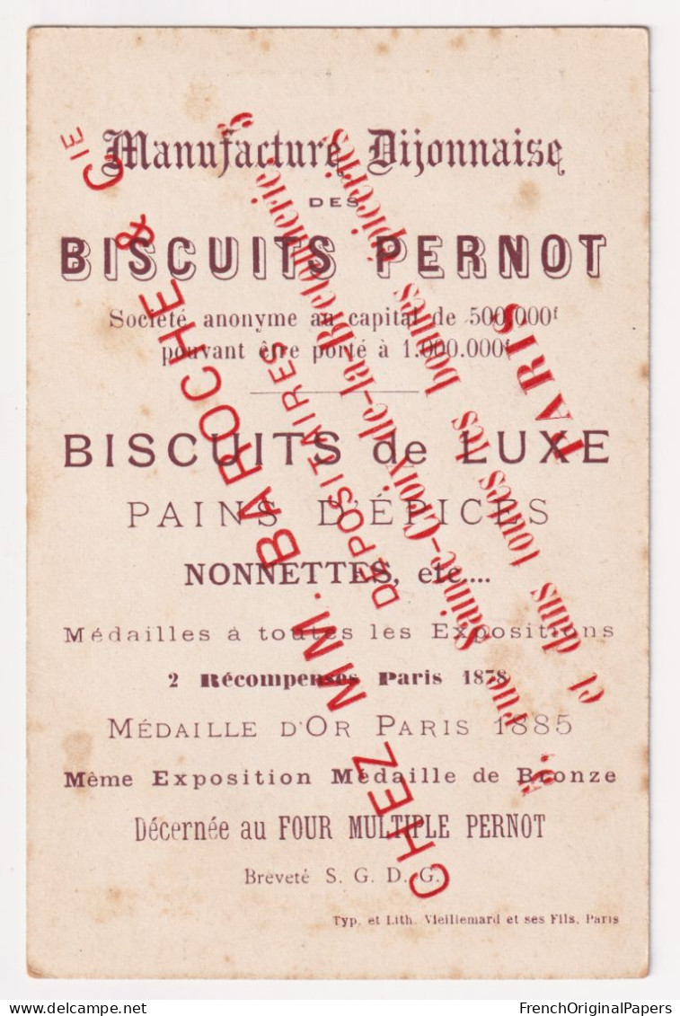 JAMAIS COLLEE Rare Chromo Biscuits Pernot 1895 Vieillemard Tambour Du Village Municipal Dijon Baroche Paris A89-60 - Pernot