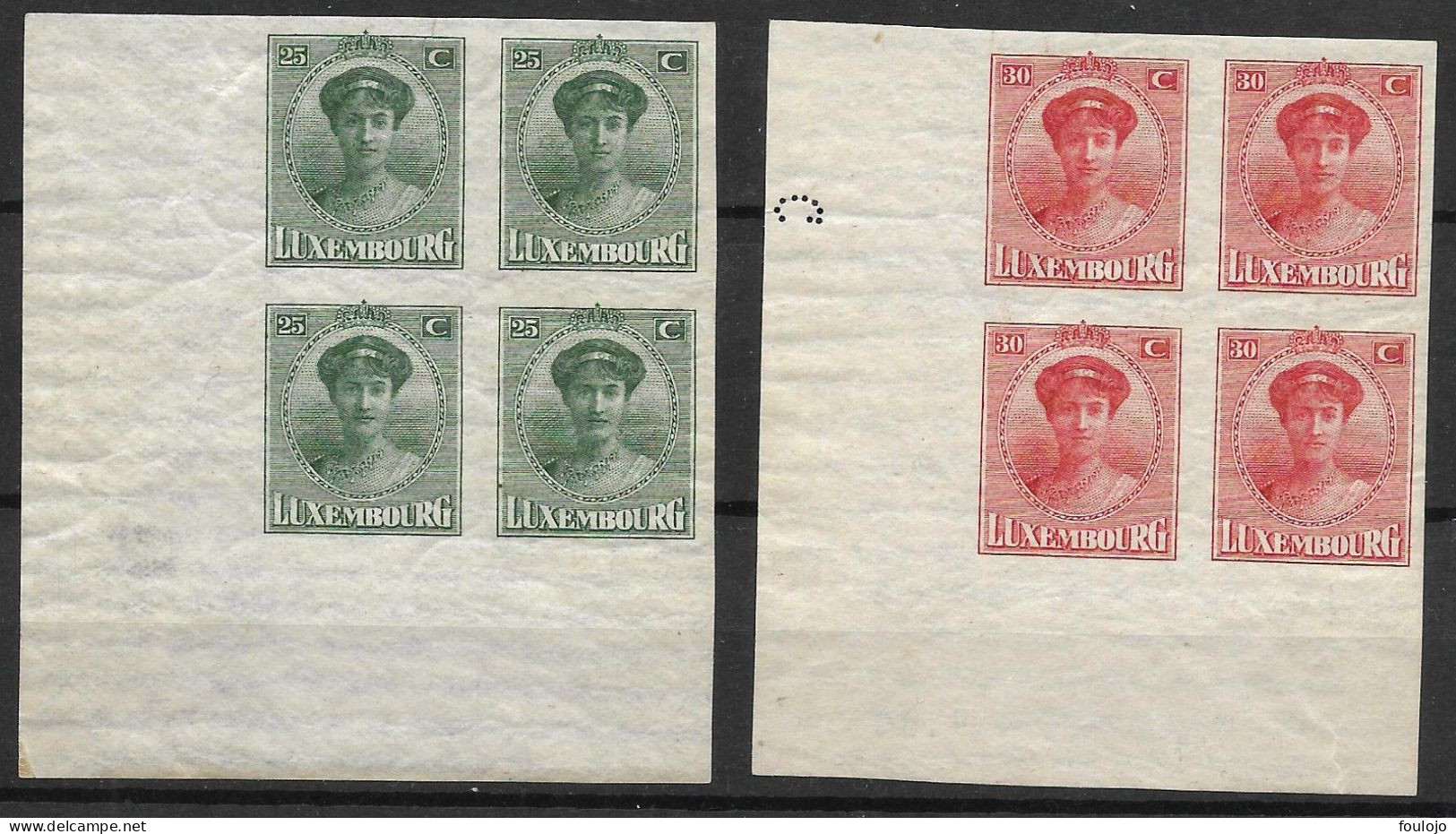 126 - 127 En Bloc De 4 Coin De Feuille - Neuf Sans Charnière - NON DENTELES (Docu 443) - 1914-24 Maria-Adelaide