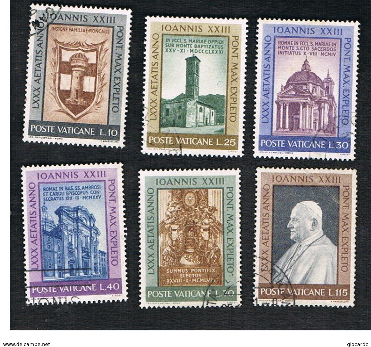 VATICANO - VATICAN - UNIF. 317.322  - 1961  80^  COMPLEANNO DI GIOVANNI XXIII (SERIE COMPLETA DI 6)  - (USED°) - Usados