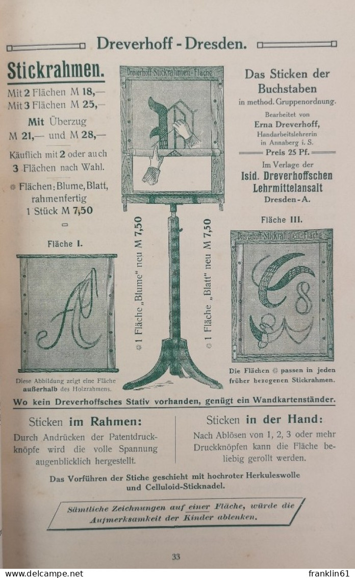 Osterklänge. 1910/11. Der Handarbeits-Unterricht Der Mädchen, Seine Reform, Seine Lehr- Und Lernmittel. - Couture