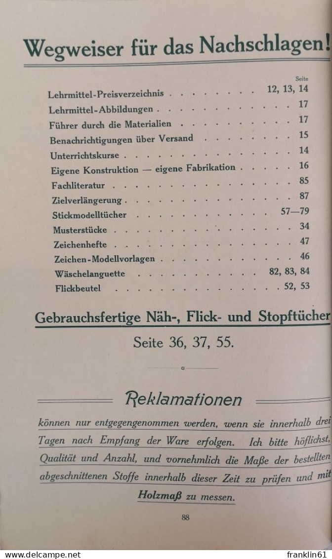 Osterklänge. 1910/11. Der Handarbeits-Unterricht der Mädchen, seine Reform, seine Lehr- und Lernmittel.