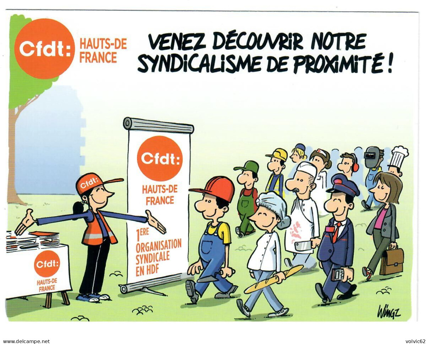 Carte Publicitaire Syndicat CFDT Haut De France Illustrateur WIMGZ - Labor Unions