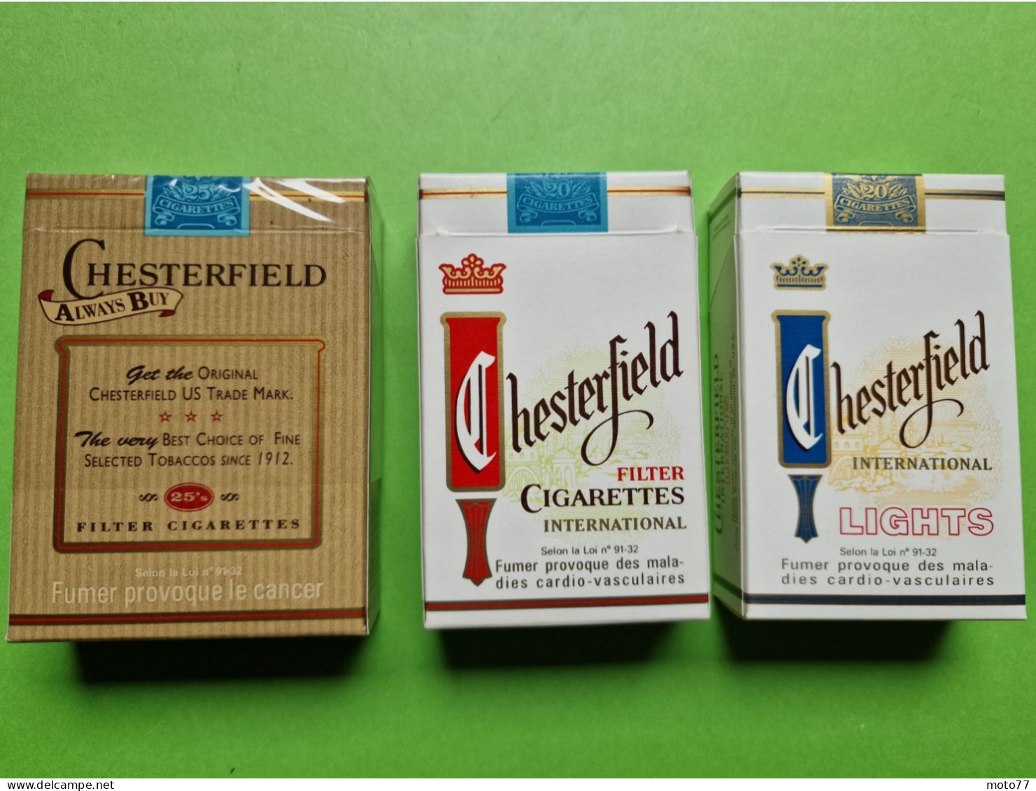 Lot 3 Anciens PAQUETS De CIGARETTES Vide - CHESTERFIELD - Vers 1980 - Zigarettenetuis (leer)