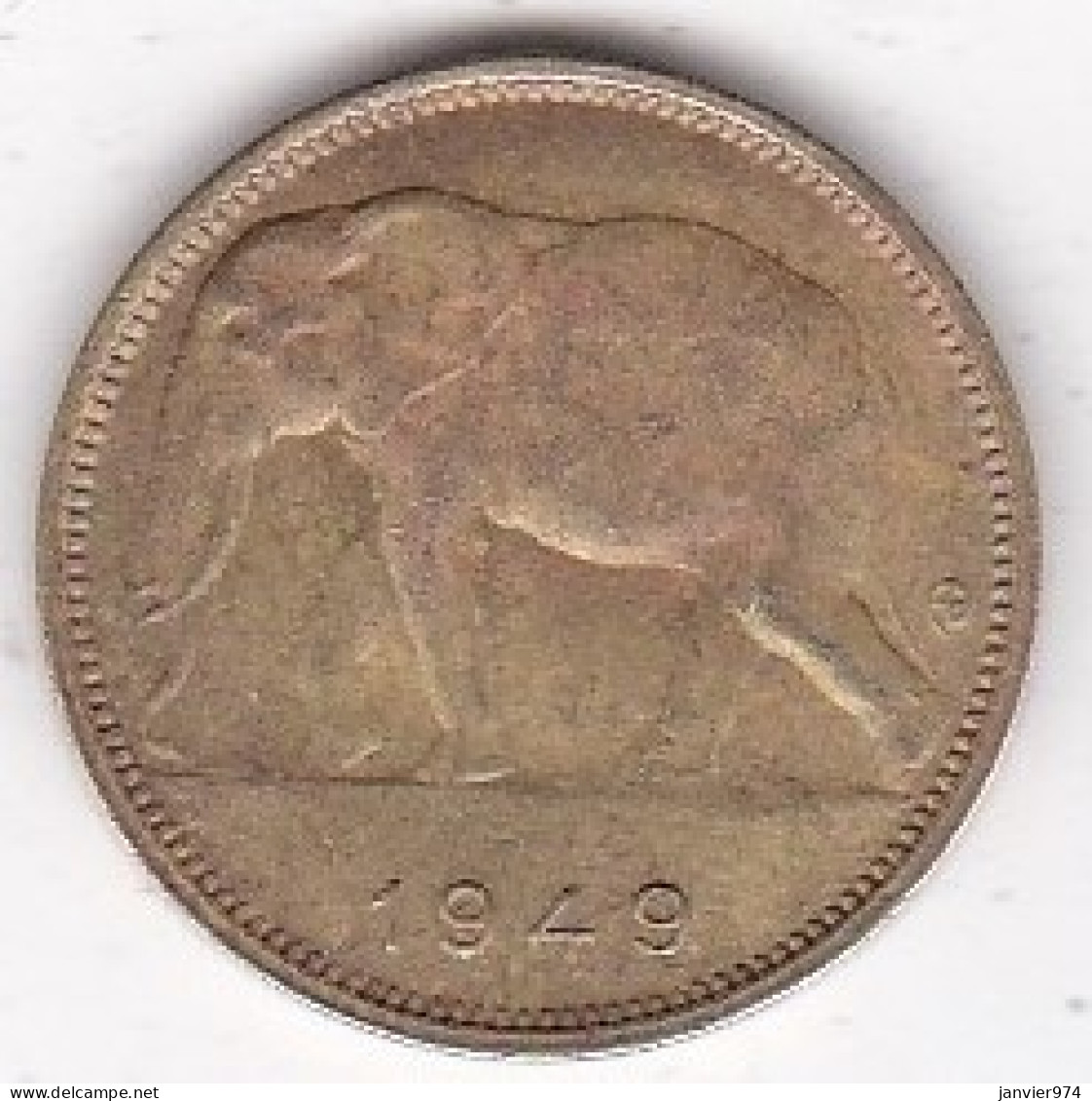 Congo Belge, 1 FRANC 1949 Elephant, En Laiton , KM# 26 - 1945-1951: Regencia