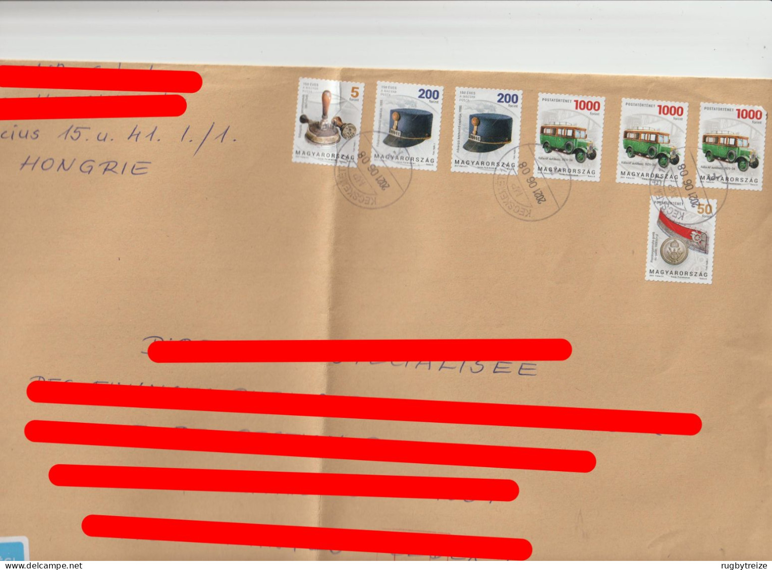 4315 Lettre Cover HONGRIE MAGYAR 2021 RECOMMANDE REGISTERED METIER FACTeuR LA POSTE POSTMAN Postbote - Postmark Collection