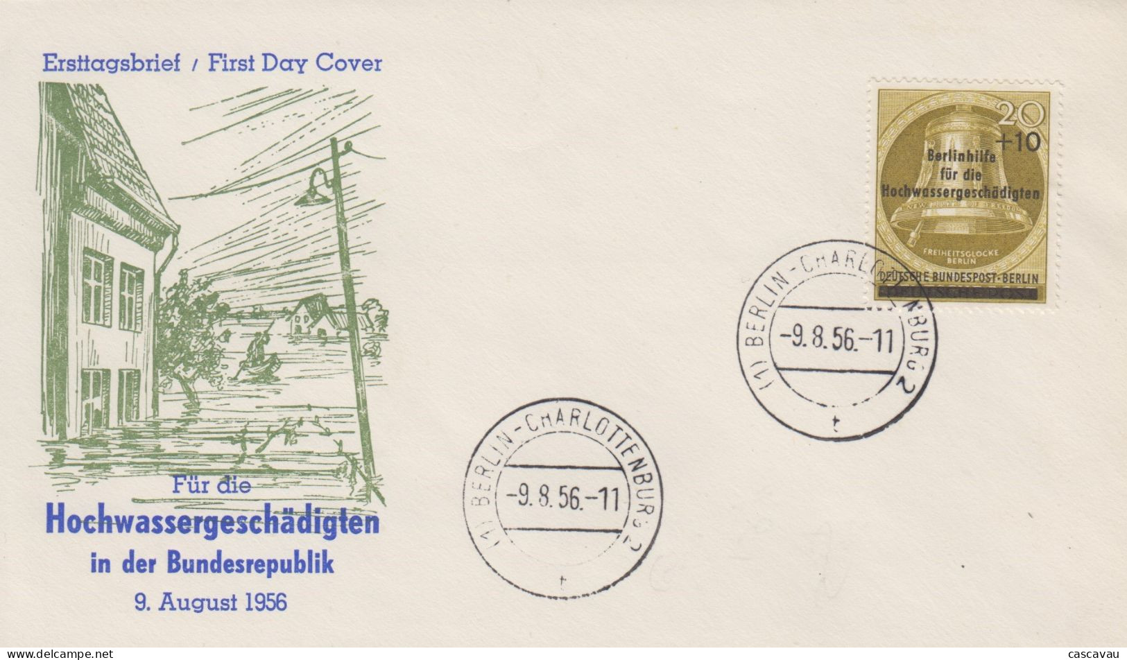 Enveloppe  FDC  1er  Jour  ALLEMAGNE  BERLIN    Victimes  Des   Inondations    1956 - 1948-1970