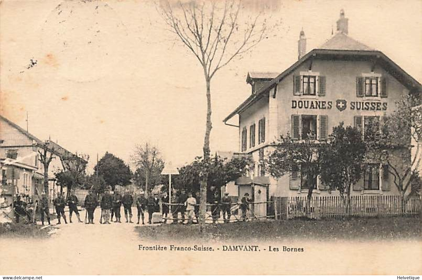 Frontière Franco-Suisse Damvant Les Bornes Animée1927 Douane - Damvant