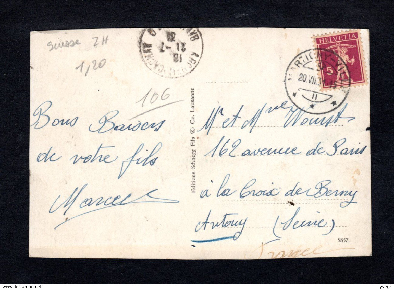 Suisse - N° 8408 - VEVEY, MONTREUX Et Tour D'Aï ( Editions Schnegg Fils & Co.  ) - Egg