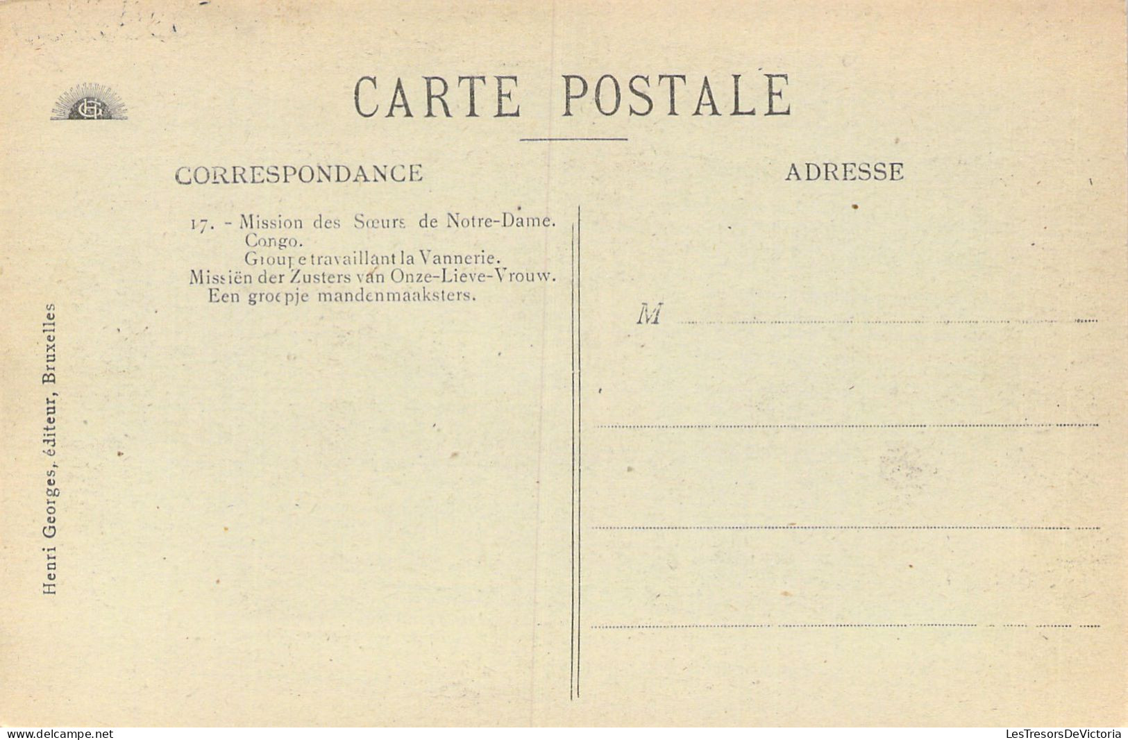 CONGO - Mission Des Soeurs De Notre Dame - Groupe Travaillant La Vannerie - Edit Henry Georges - Carte Postale Ancienne - Otros & Sin Clasificación