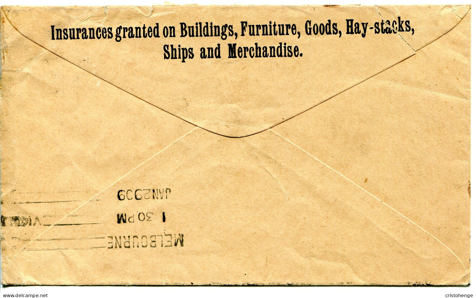 Queensland Australia 1908 New Zealand Insurance Co Ltd (Fire, Marine) - 2d Private Printed Stationery Envelope Cover - Cartas & Documentos