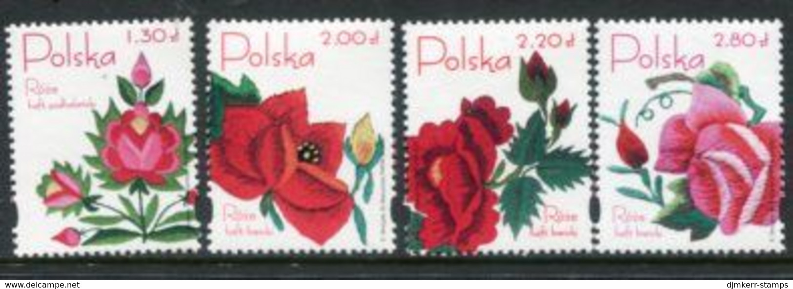 POLAND 2005 Embroidery: Roses MNH / **.  Michel 4195-98 - Ongebruikt