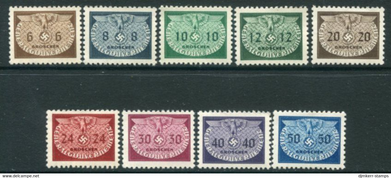 GENERAL GOVERNMENT 1940 Official Small Format  MNH / **   Michel Dienst 16-24 - Generalregierung