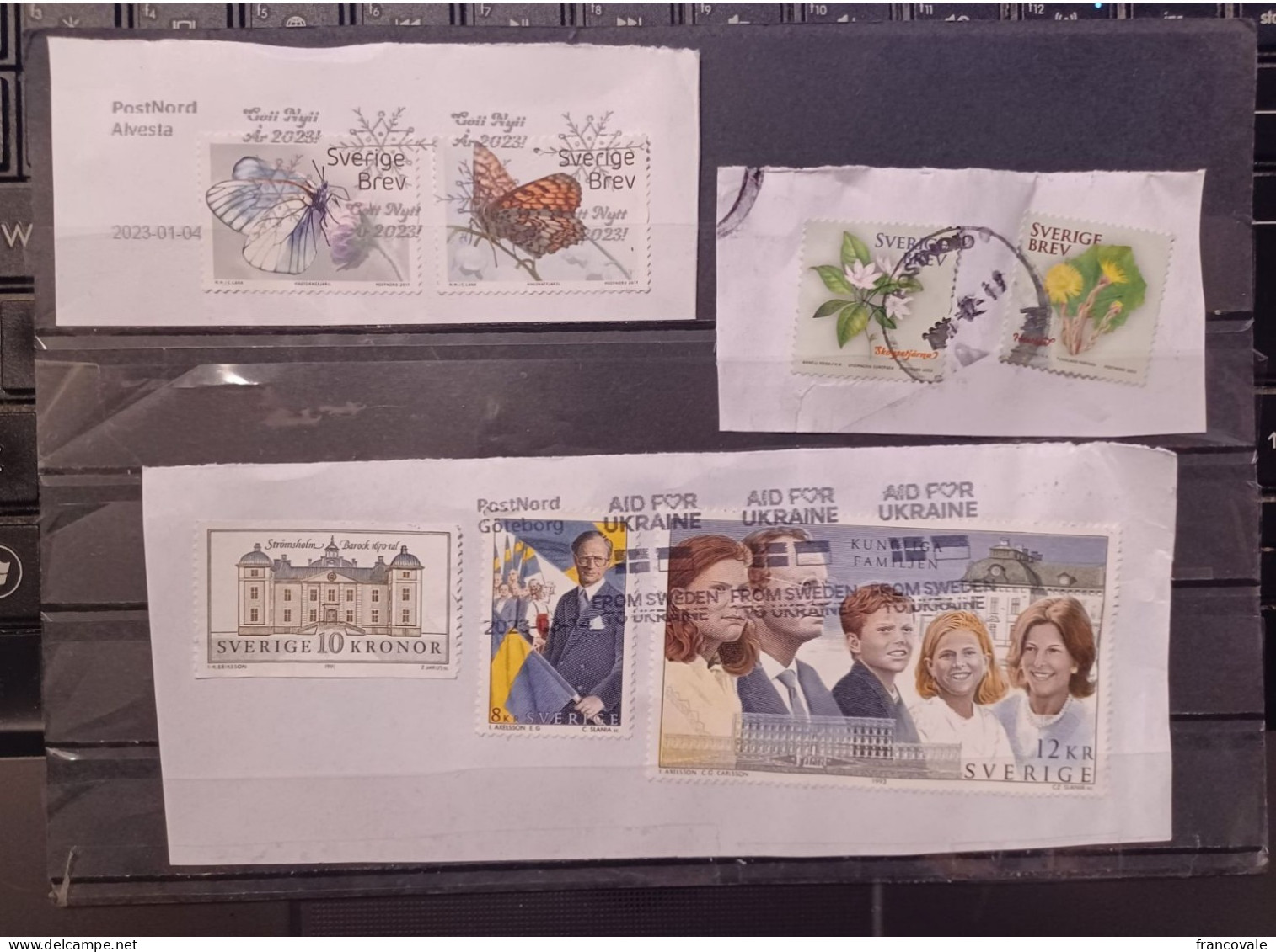 Svezia Sweden Royal Family  Butterfly 2017 And Flowers 2022  In Fragment Travelled In 2022-2023 - Used Stamps