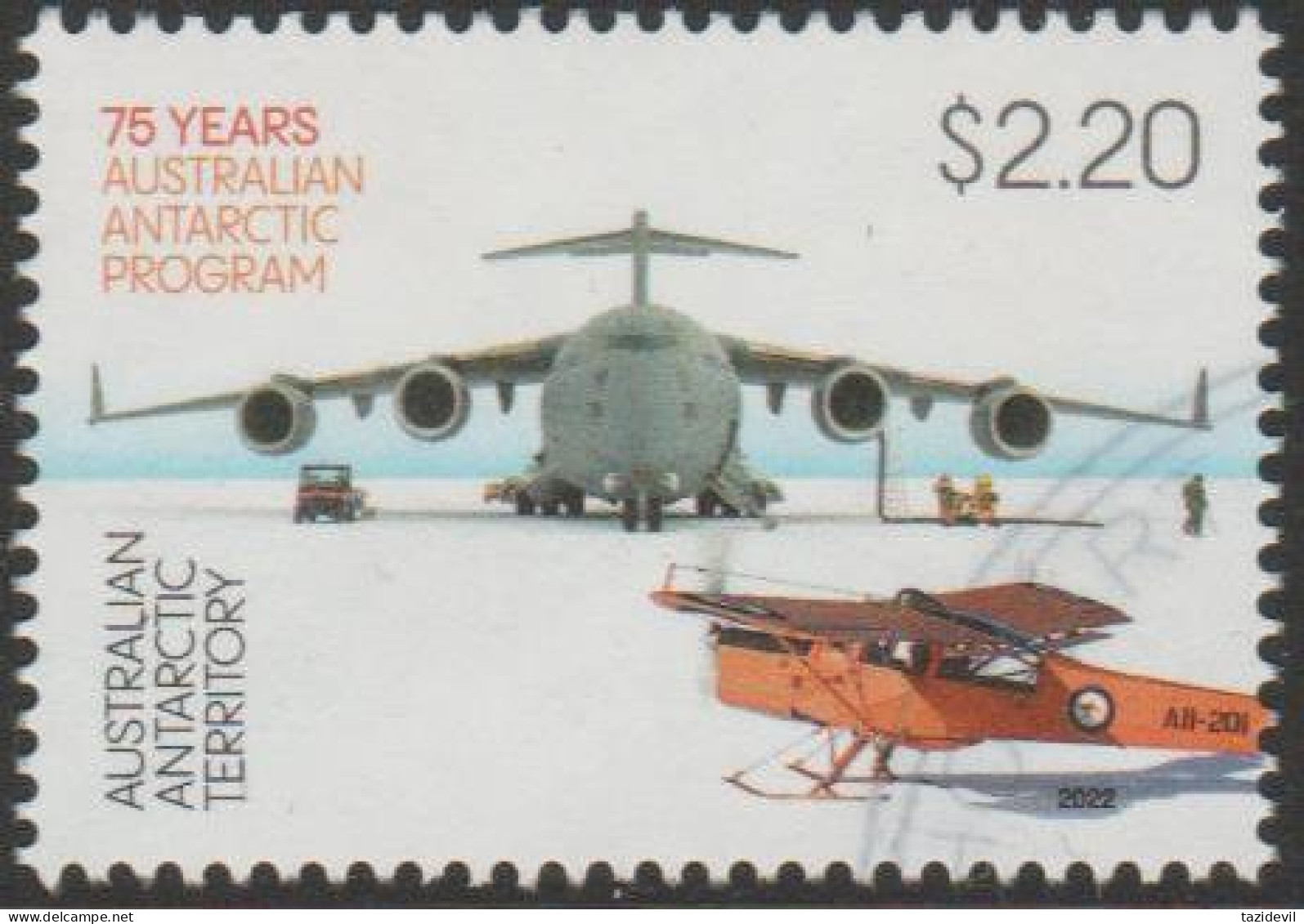 AUSTRALIALIAN ANTARCTIC TERRITORY-USED 2022 $2.20 Antarctic Program  75Years - Aircraft - Used Stamps