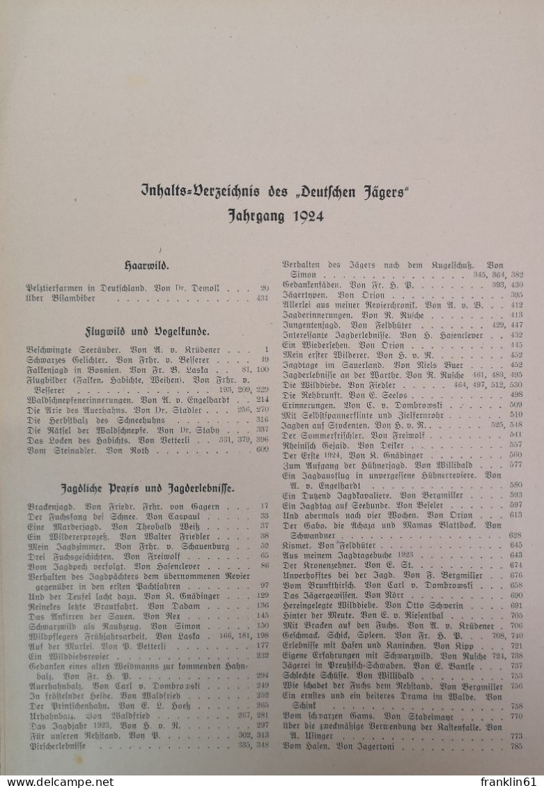 Der Deutsche Jäger. Illustrierte Wochenschrift Für Jagd, Schießwesen, Forstwirtschaft, Jagdliche Hundezucht Un - Otros & Sin Clasificación