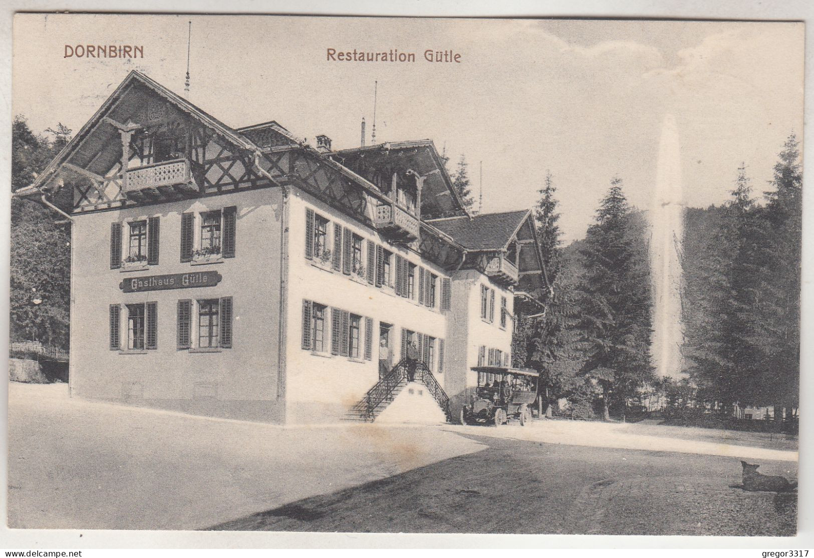 C6455) DORNBIRN - Restauration GÜTLE Mit Altem AUTO U. Hund Davor ALT  1925 - Dornbirn
