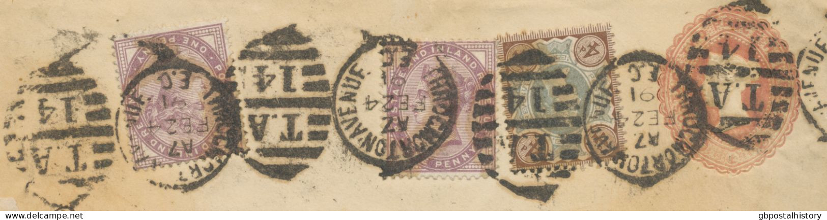 GB 1891 QV 2½d Lake (dated 18 12 90) Fine Stamped To Order Postal Stationery Env (Lavy & Co., London) Uprated With QV 4d - Storia Postale