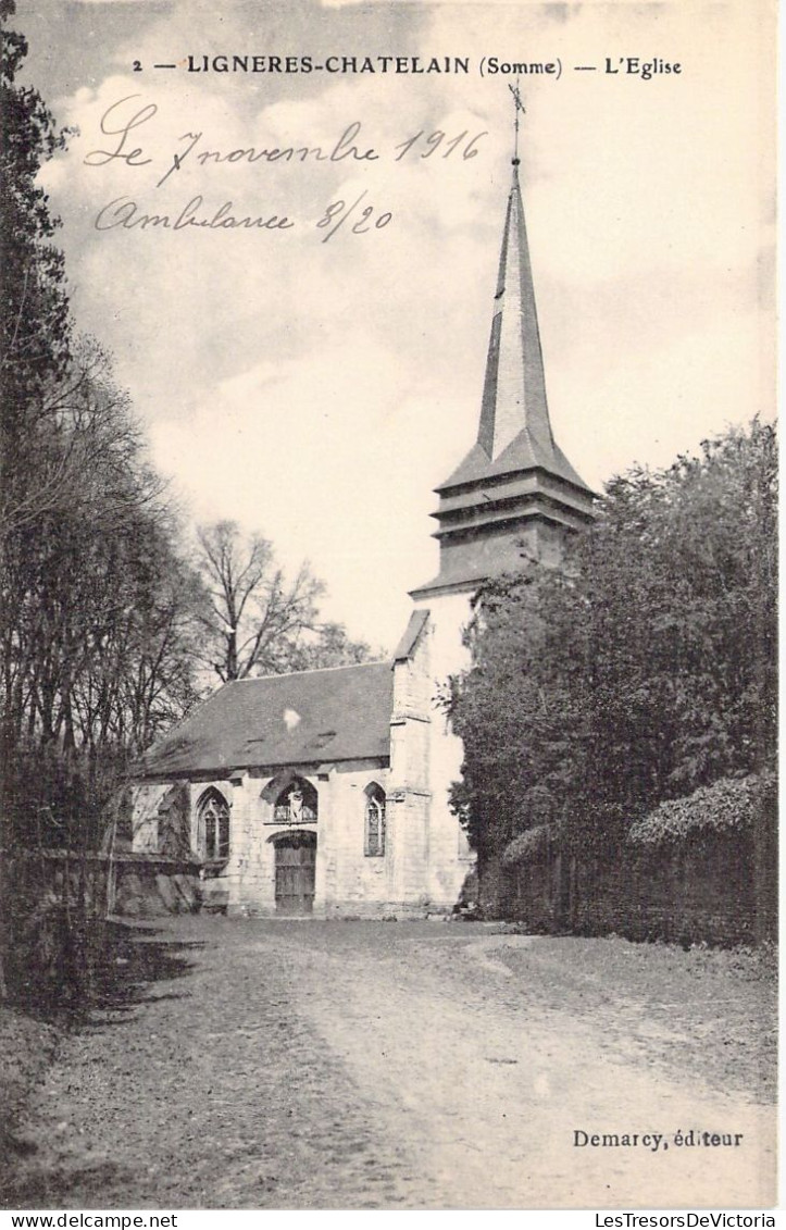 FRANCE - 80 - LIGNIERES CHATELAIN - L'église - Carte Postale Ancienne - Otros & Sin Clasificación