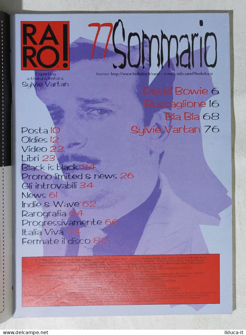 I113383 Rivista 1997 - RARO! N. 77 - David Bowie / Sylvie Vartan / Bla Bla - Música