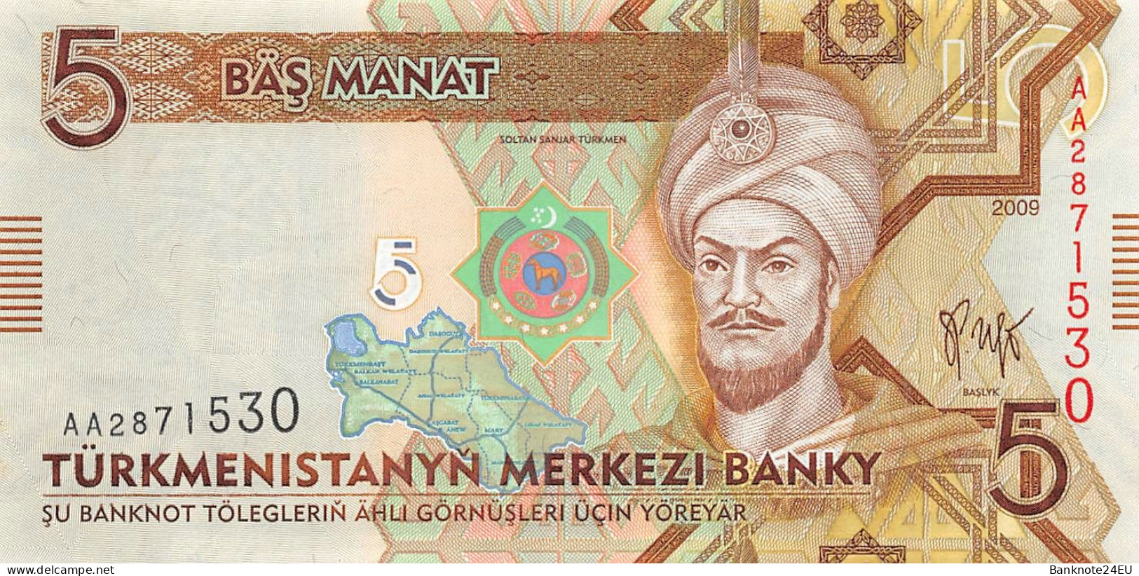 Turkmenistan 5 Manat 2009 Unc Pn 23a - Turkménistan