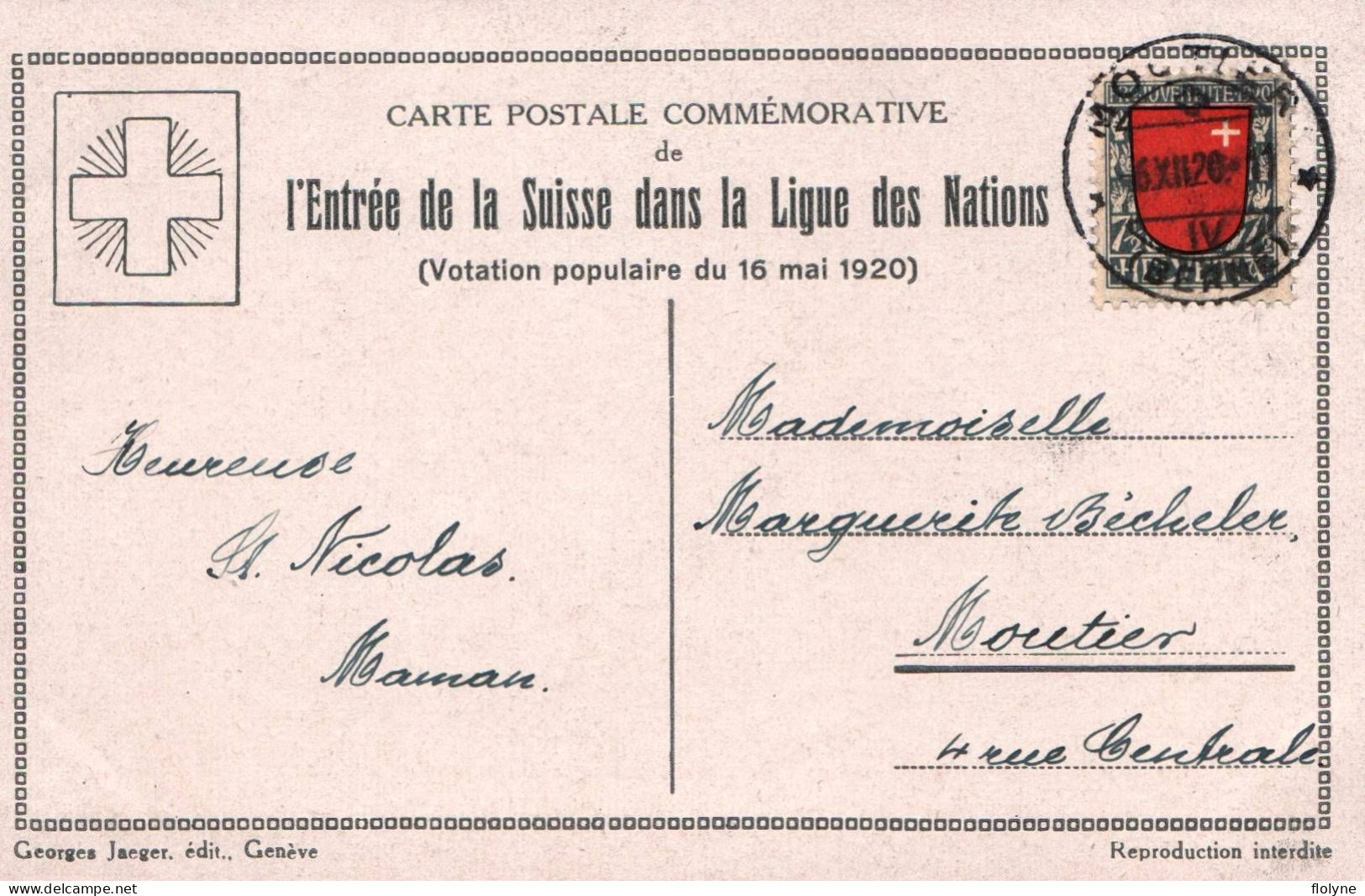 Carte Postale Commémorative De L'entrée De La Suisse Dans La Ligue Des Nations - Illustrateur AUDINO 1920 - Switzerland - Morat