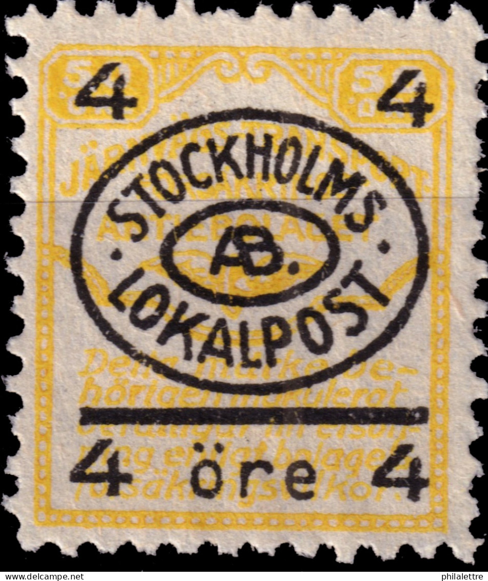 SUÈDE / SWEDEN - Local Post STOCKHOLM 4öre/50öre Orange (ca.1926, Initials AB) - No Gum - Lokale Uitgaven