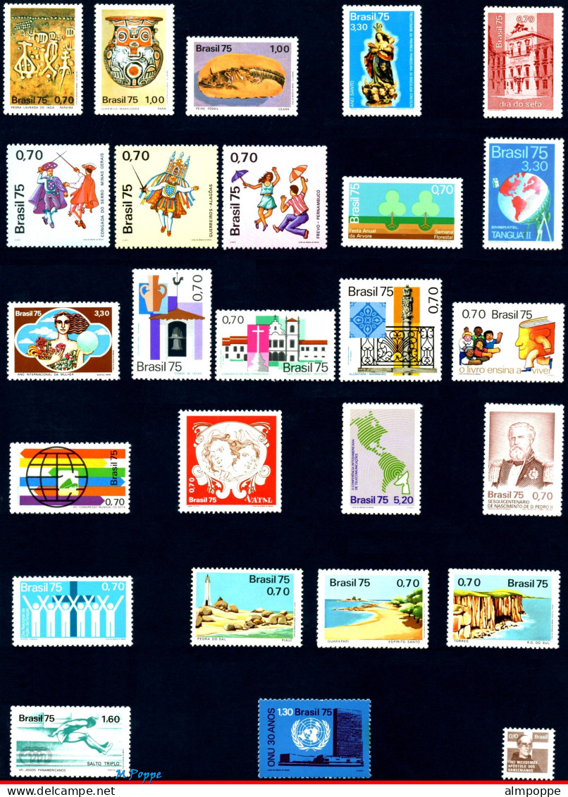 Ref. BR-Y1975 BRAZIL 1975 - FULL YEAR SCOTT 1375-1422VALUE $ 76.15, ALL MNH VF, . 49V Sc# 1375-1422 - Full Years