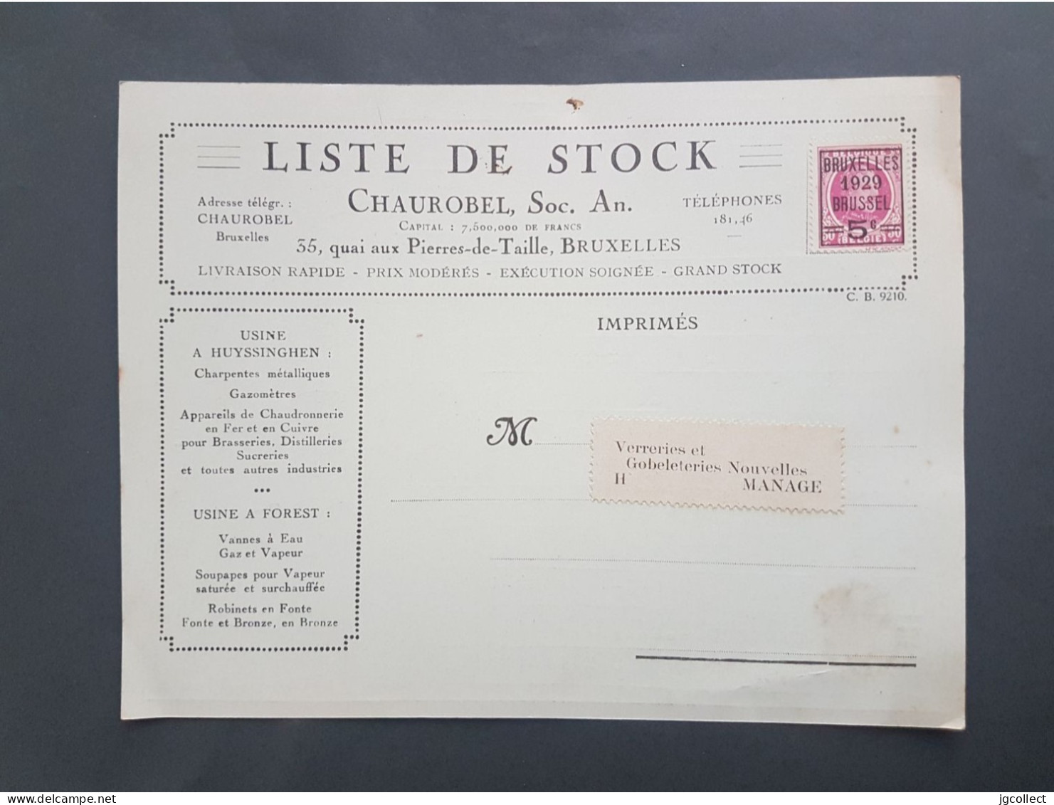 Typo Obp/cob 273 (Bruxelles 1929 Brussel) Liste De Stock - Typo Precancels 1922-31 (Houyoux)