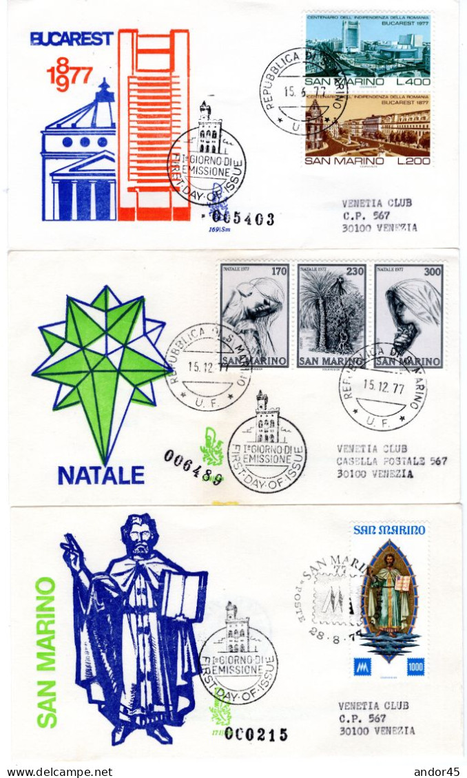 1977 ANNATA COMPLETA SU FDC VENEZIA SASS 975-999  Cv -------- - Briefe U. Dokumente