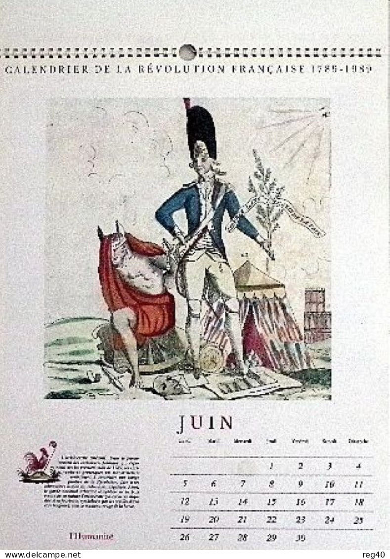 CALENDRIER (Grand Format 38 X 47cm) DE LA REVOLUTION FRANCAISE 1789 - 1989 (L'HUMANITE) - Grand Format : 1981-90