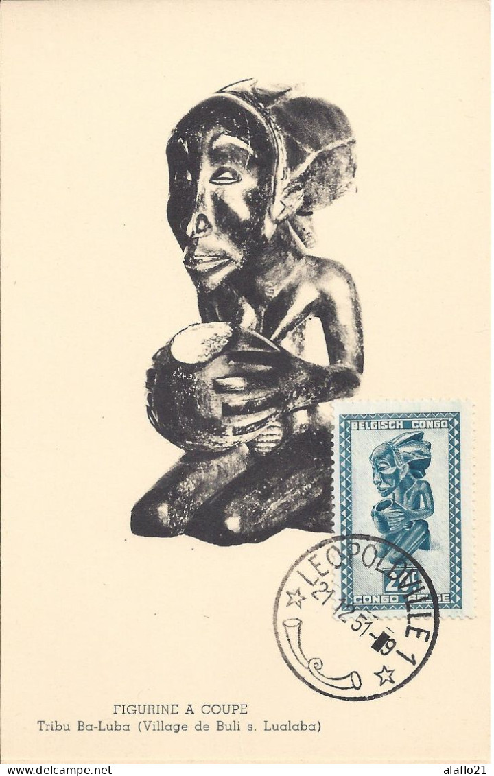 CONGO BELGE - CARTE MAXIMUM - Yvert N° 279 - ART INDIGENE - FIGURINE à COUPE - Storia Postale