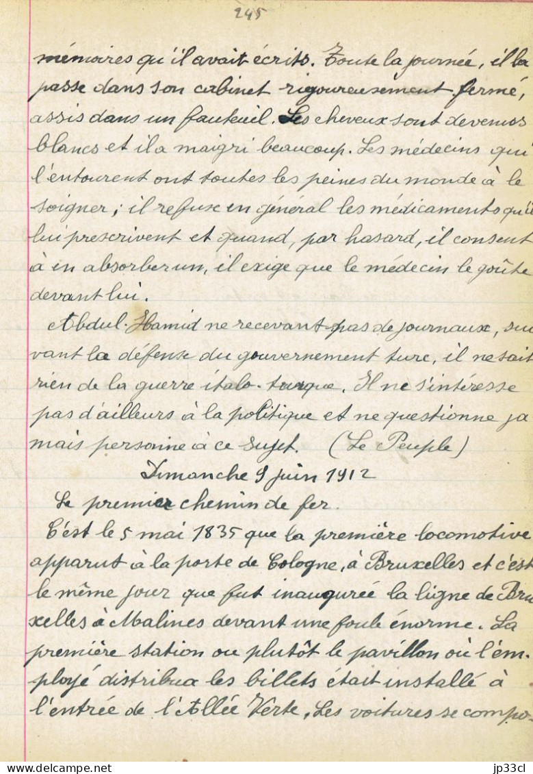 La Ligne Bruxelles-Malines, Le Premier Chemin De Fer (9/6/1912) - Le Peuple