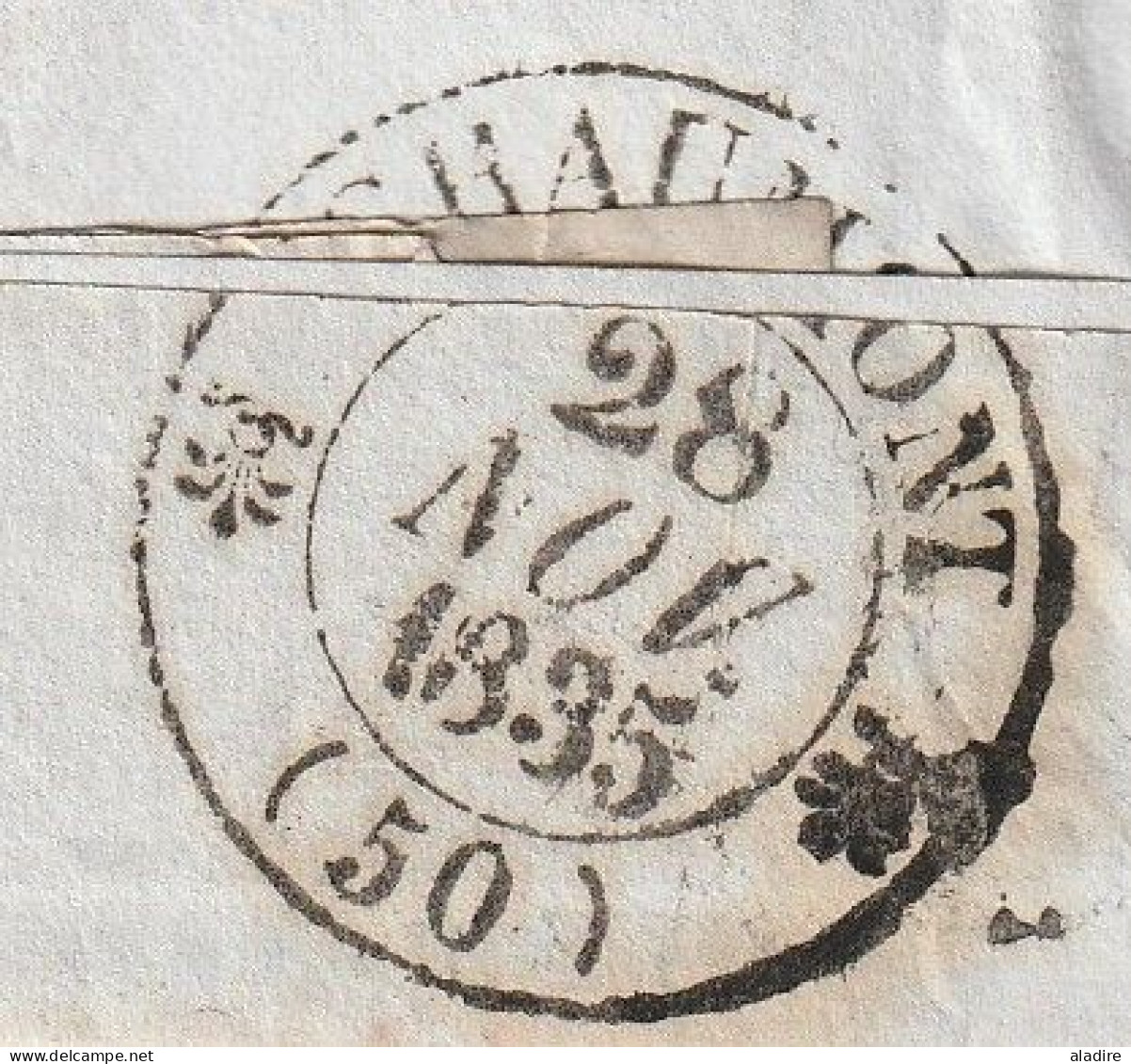 1835  - Lettre Pliée Avec Corresp. De 2 P De Paris, Dateur Vers Chaumont, Haute Marne, Grand Cachet Fleurons Simples - 1801-1848: Précurseurs XIX