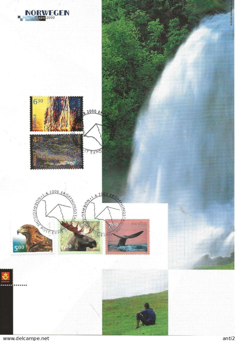 Norge Norway 2000- Expo 2000 Souvenir Sheet With 5 Stamps  - Cancelled1.6.2000  The Day Before First Day Of Issue - Lettres & Documents