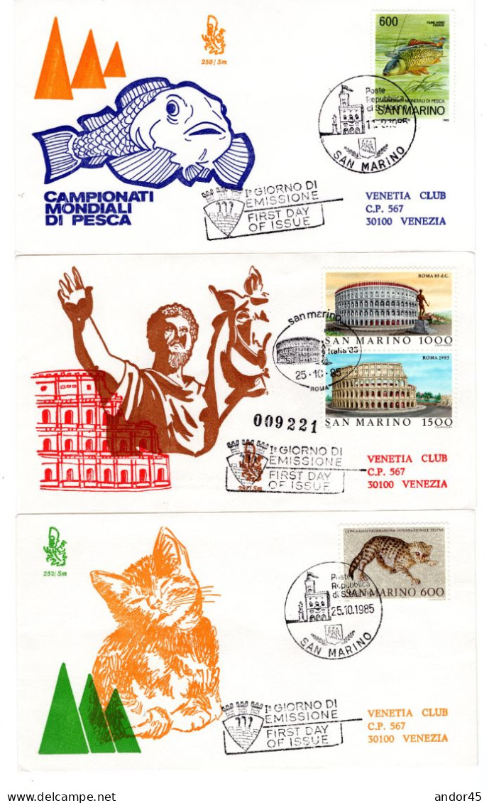 1985 ANNATA COMPLETA SU FDC VENEZIA SASS 1154-1175  Cv -------- - Lettres & Documents